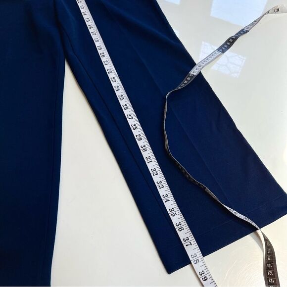 Vintage 1970s Navy Stretch Knit Wide Leg Trousers / Lounge Pants - Picture 6 of 7
